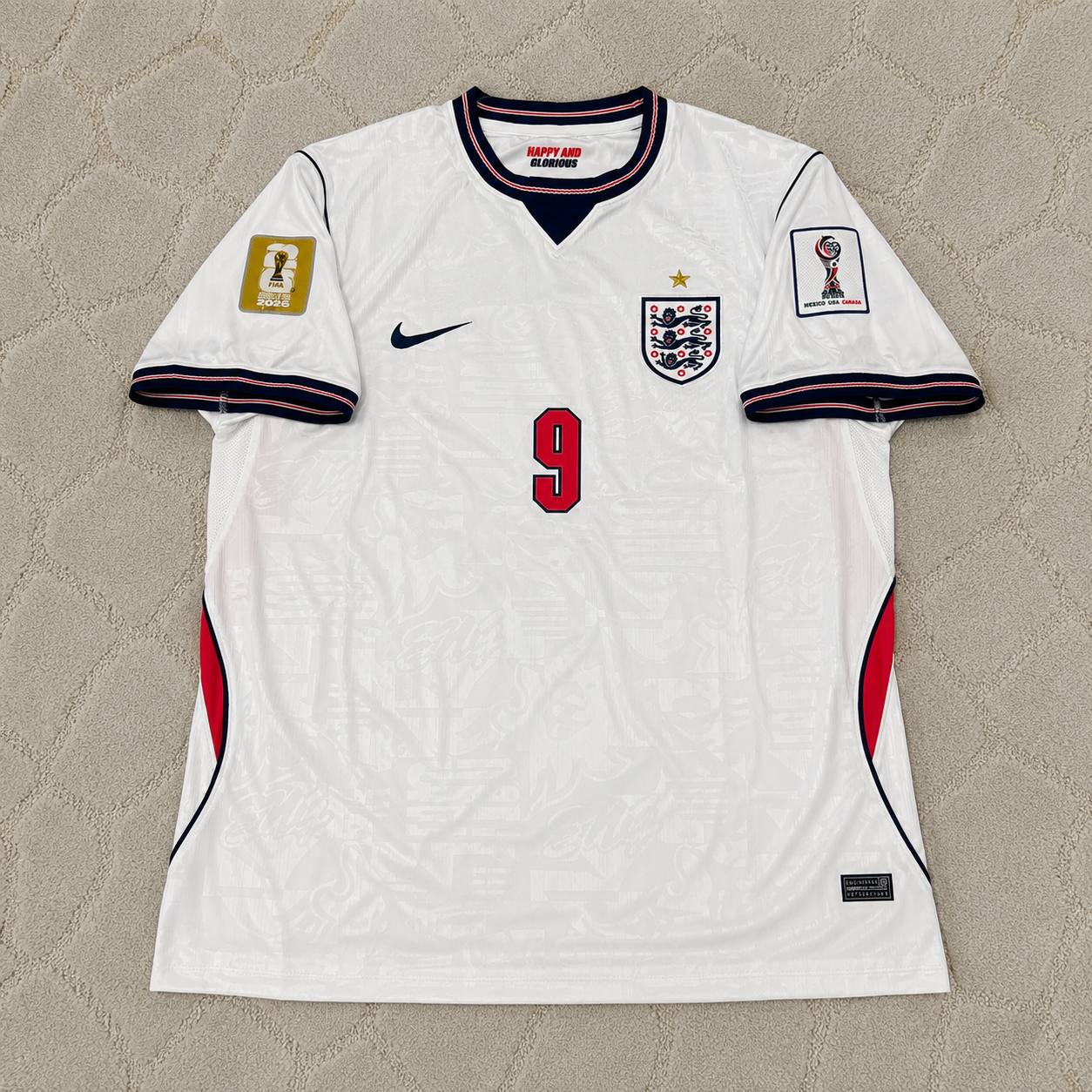 Harry Kane #9 England 2026 World Cup Home White Football Jersey
