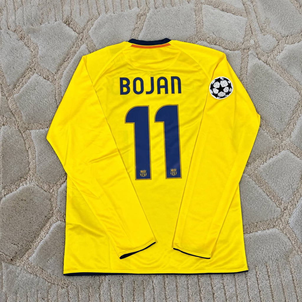 Bojan Krkic Fc Barcelona 2008-2009 Treble Winner Yellow Retro Away Jersey – Classic #11