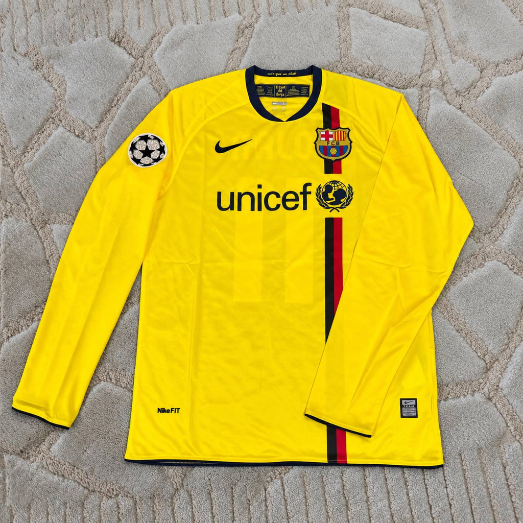 Bojan Krkic Fc Barcelona 2008-2009 Treble Winner Yellow Retro Away Jersey – Classic #11