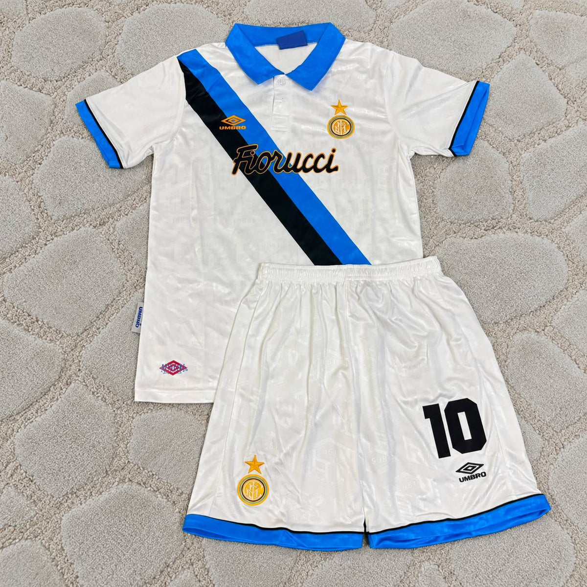 Dennis Bergkamp Inter Milan 1997-1998 Kids White Retro Away Youth Jersey – Classic #10 Junior