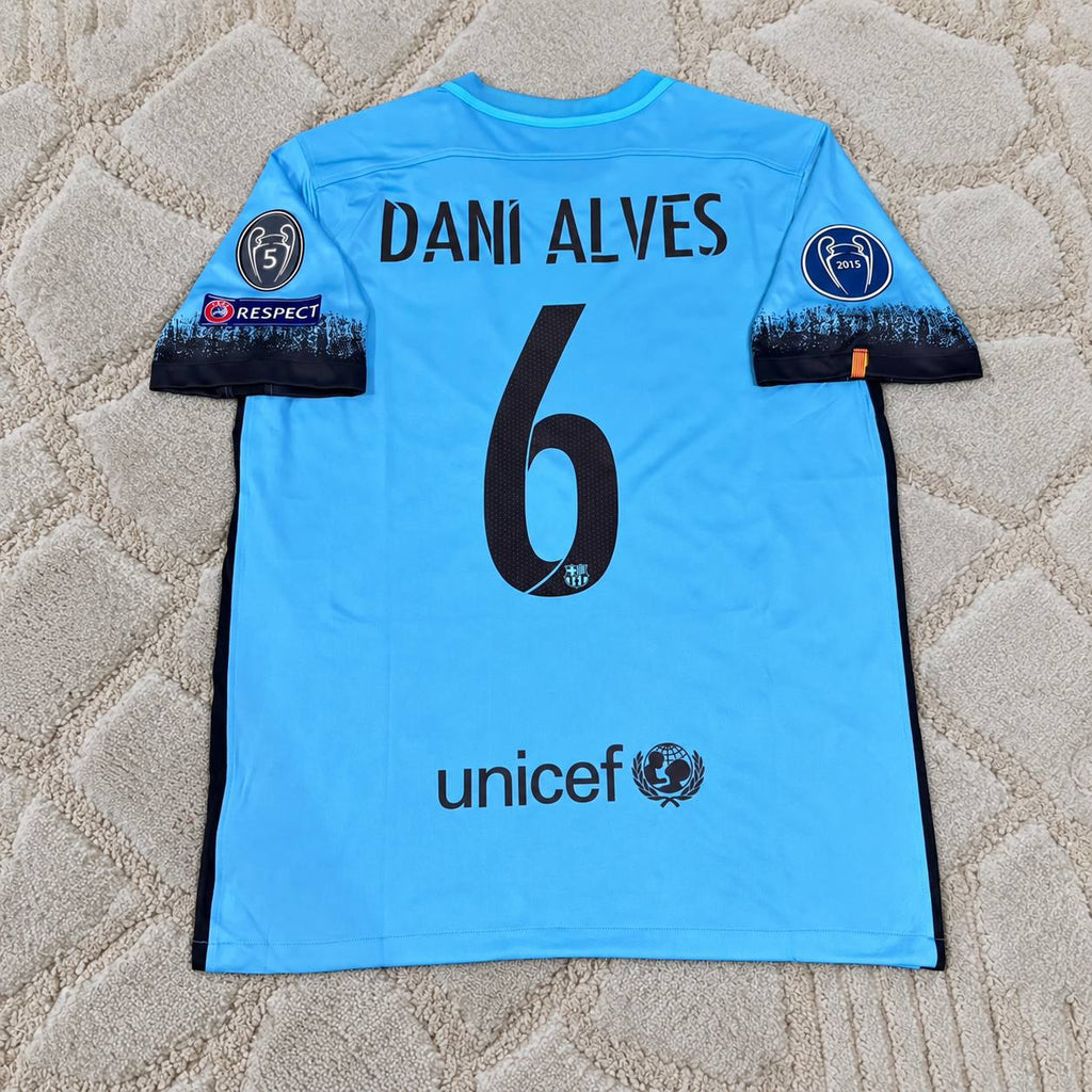 Dani Alves Barcelona 2015-2016 Retro Home Jersey – Gold Badge #6 - Trikot Maillot