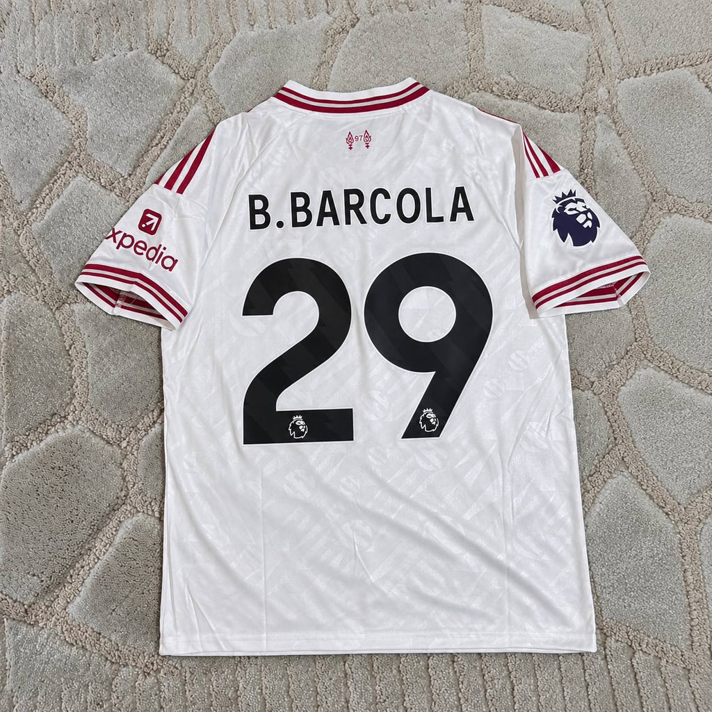 Bradley Barcola #29 Liverpool  2026-2027 White Away Jersey – Premium Jersey Kit - Trikot Maillot