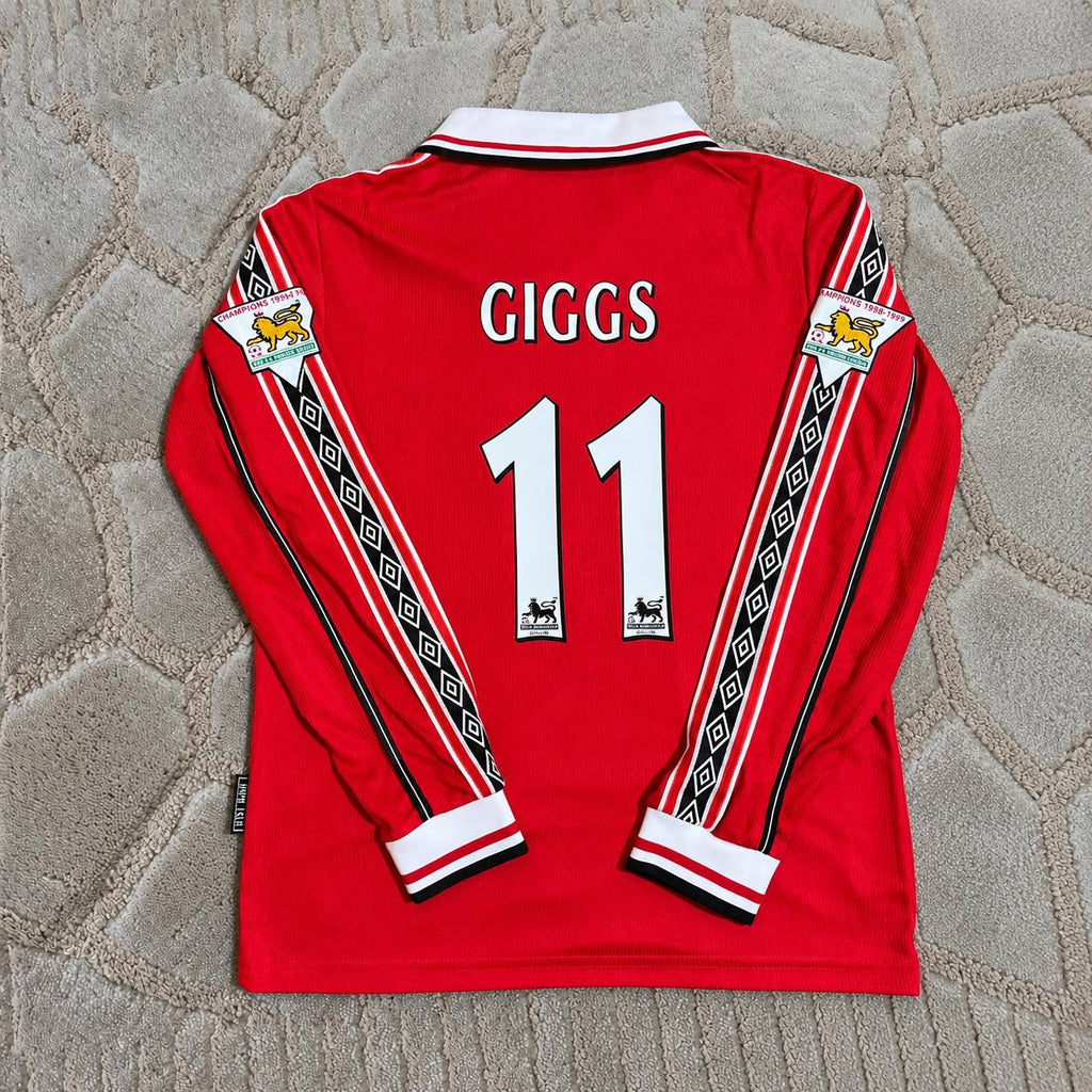 Ryan Giggs Manchester United 1999 Treble Winners Long Sleeve Retro  Jersey – Legendary #11