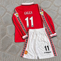 Ryan Giggs Manchester United 1999 Treble Winners Long Sleeve Retro  Kids Jersey – Legendary #11