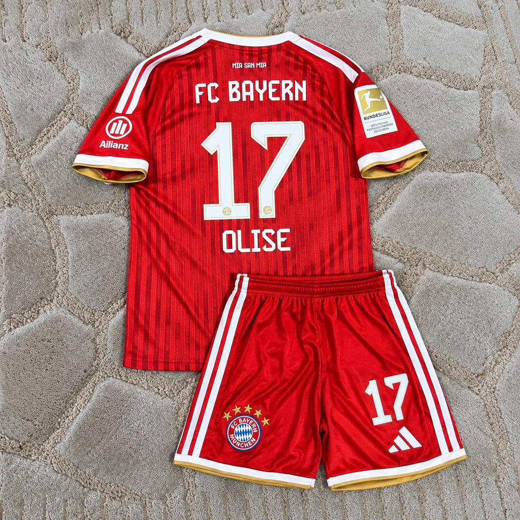Michael Olise #17 Bayern Munich 2026-2027 Home Kids Jersey – Gold Bundesliga Champions Patch - Trikot Maillot