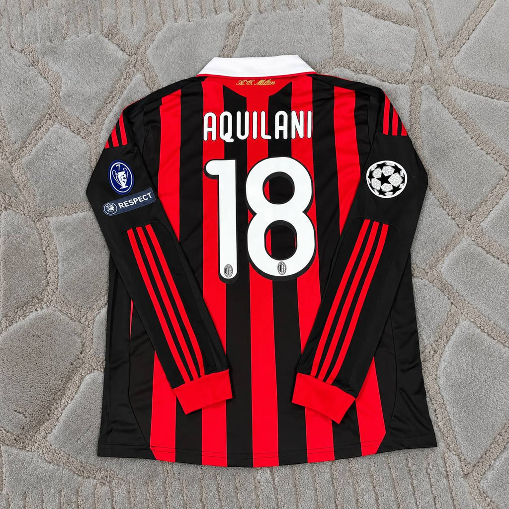 Alberto Aquilani Ac Milan Long Sleeve 2009-2011 Home Retro Jersey – Classic #18 Playmaker Football Shirt - Trikot Maillot