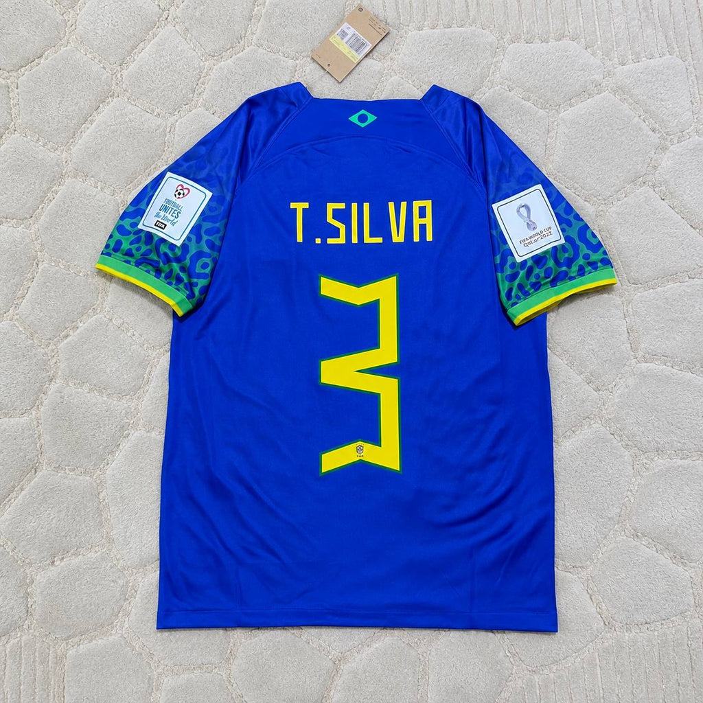 Thiago Silva Brazil 2022 World Cup Retro Football Jersey