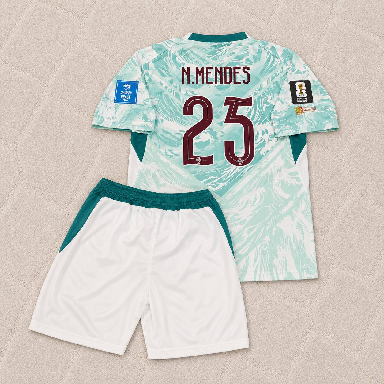 Nuno Mendes Portugal 2026 World Cup White Away Kids Football Jersey