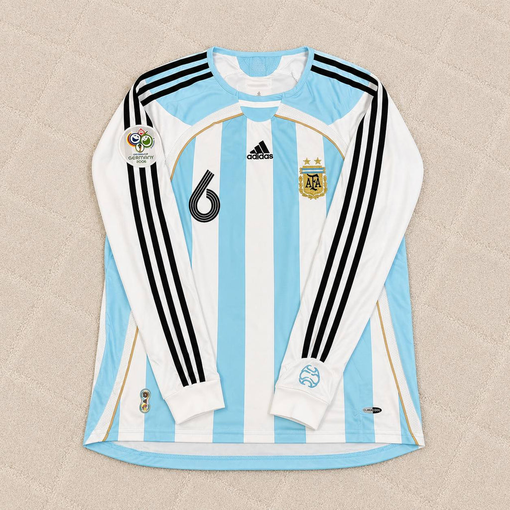 Gabriel Heinze #6 Argentina 2006 World Cup Retro Long Sleeve Football Jersey