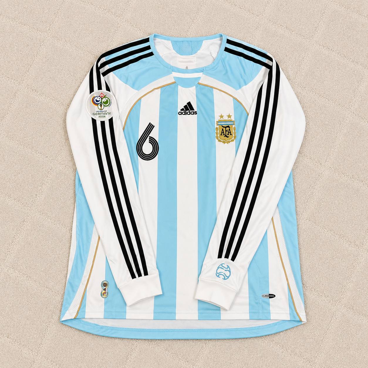 Gabriel Heinze #6 Argentina 2006 World Cup Retro Long Sleeve Football Jersey
