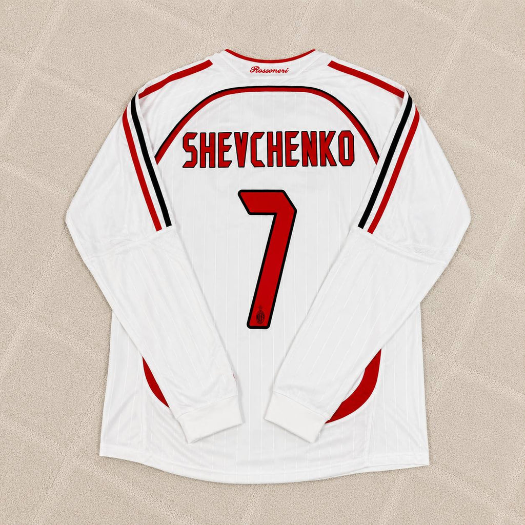 Andriy Shevchenko #7 AC Milan Away White Long Sleeve Retro Jersey