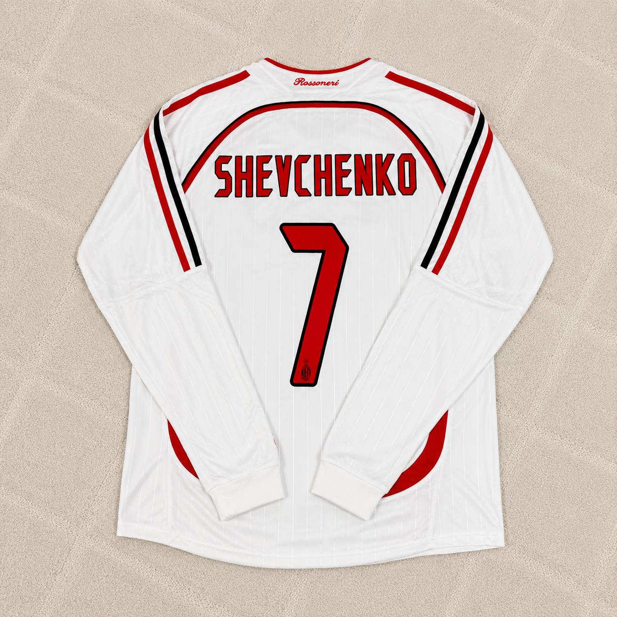 Andriy Shevchenko #7 AC Milan Away White Long Sleeve Retro Jersey