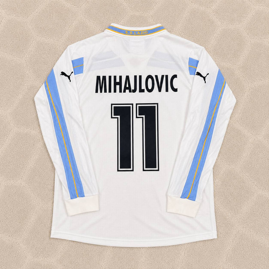 Sinisa Mihajlovic Lazio 1999 2000 White Long Sleeve Retro Football Jersey Kit