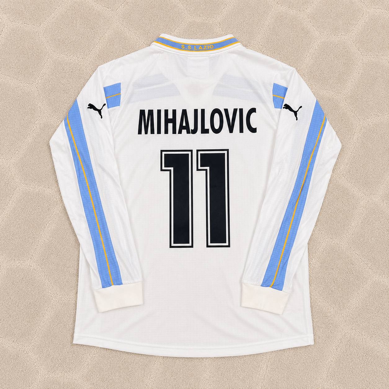 Sinisa Mihajlovic Lazio 1999 2000 White Long Sleeve Retro Football Jersey Kit