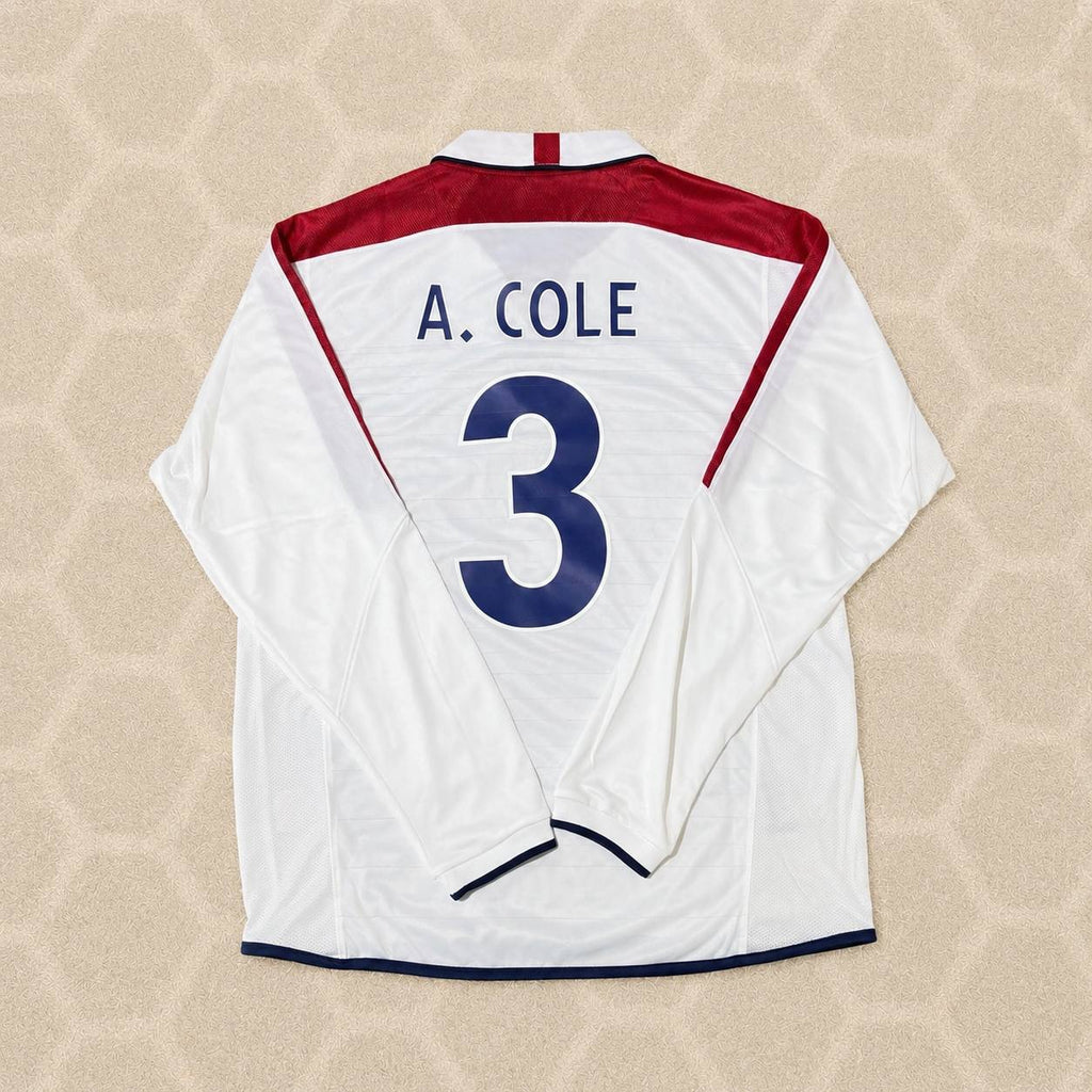 Ashley Cole England EURO 2004 Long Sleeve Home Retro Football Jersey