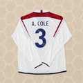 Ashley Cole England EURO 2004 Long Sleeve Home Retro Football Jersey