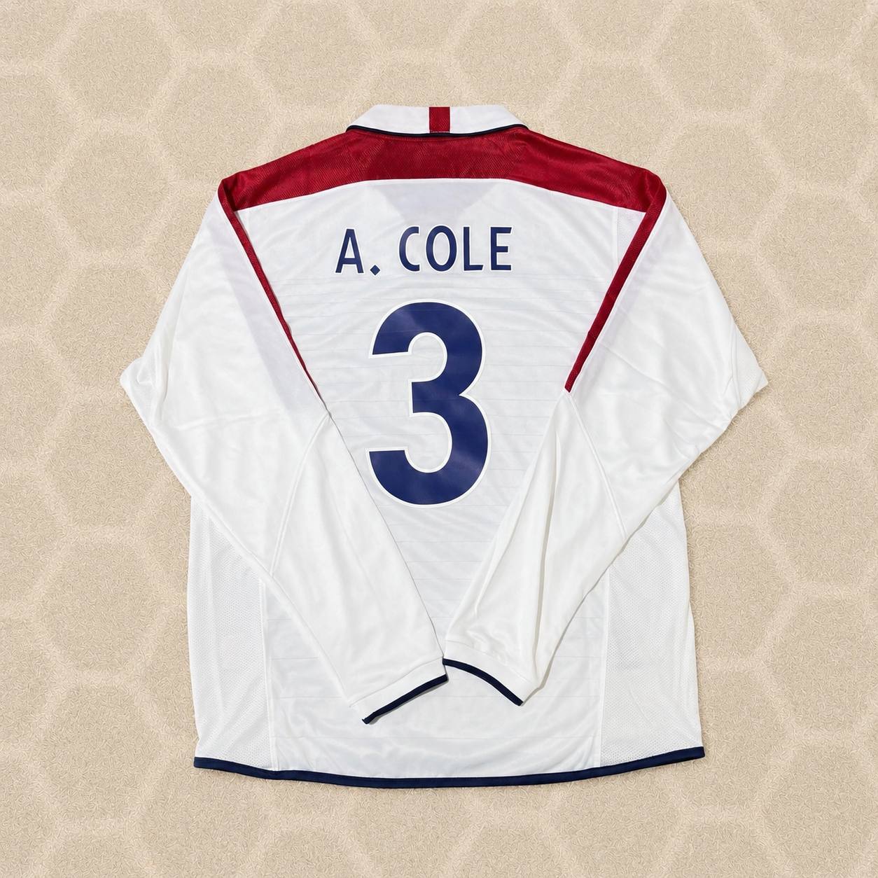 Ashley Cole England EURO 2004 Long Sleeve Home Retro Football Jersey