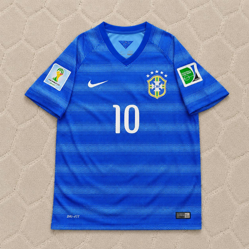 Neymar JR Brazil 2014 World Cup Retro Blue Jersey Trikot