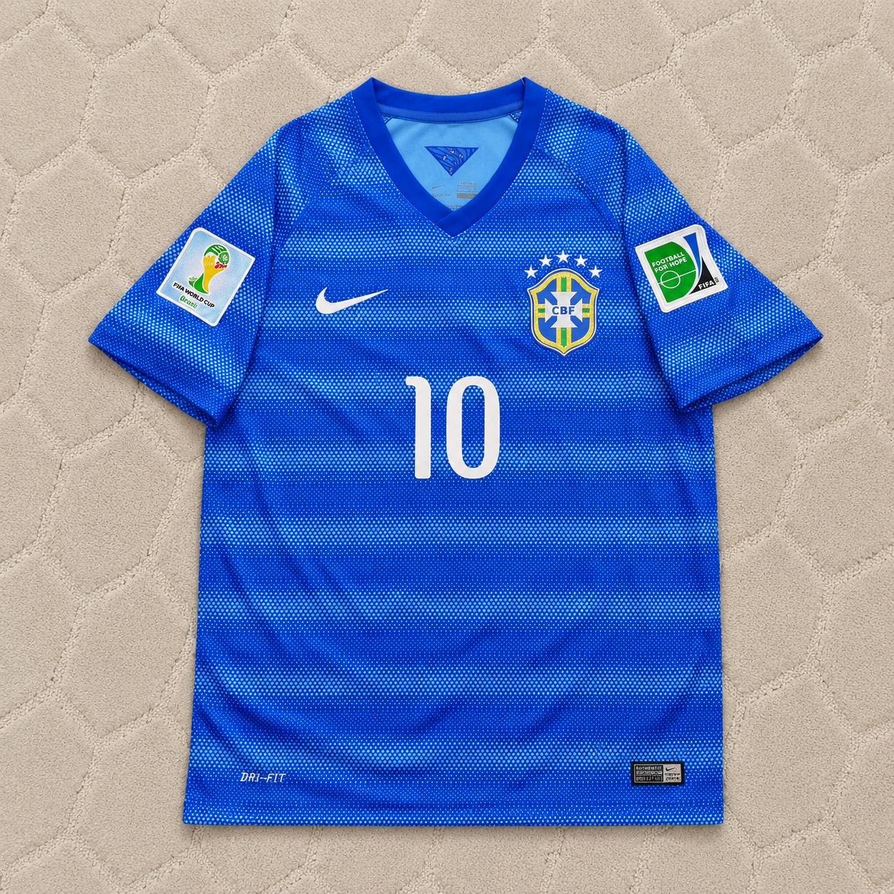 Neymar JR Brazil 2014 World Cup Retro Blue Jersey Trikot