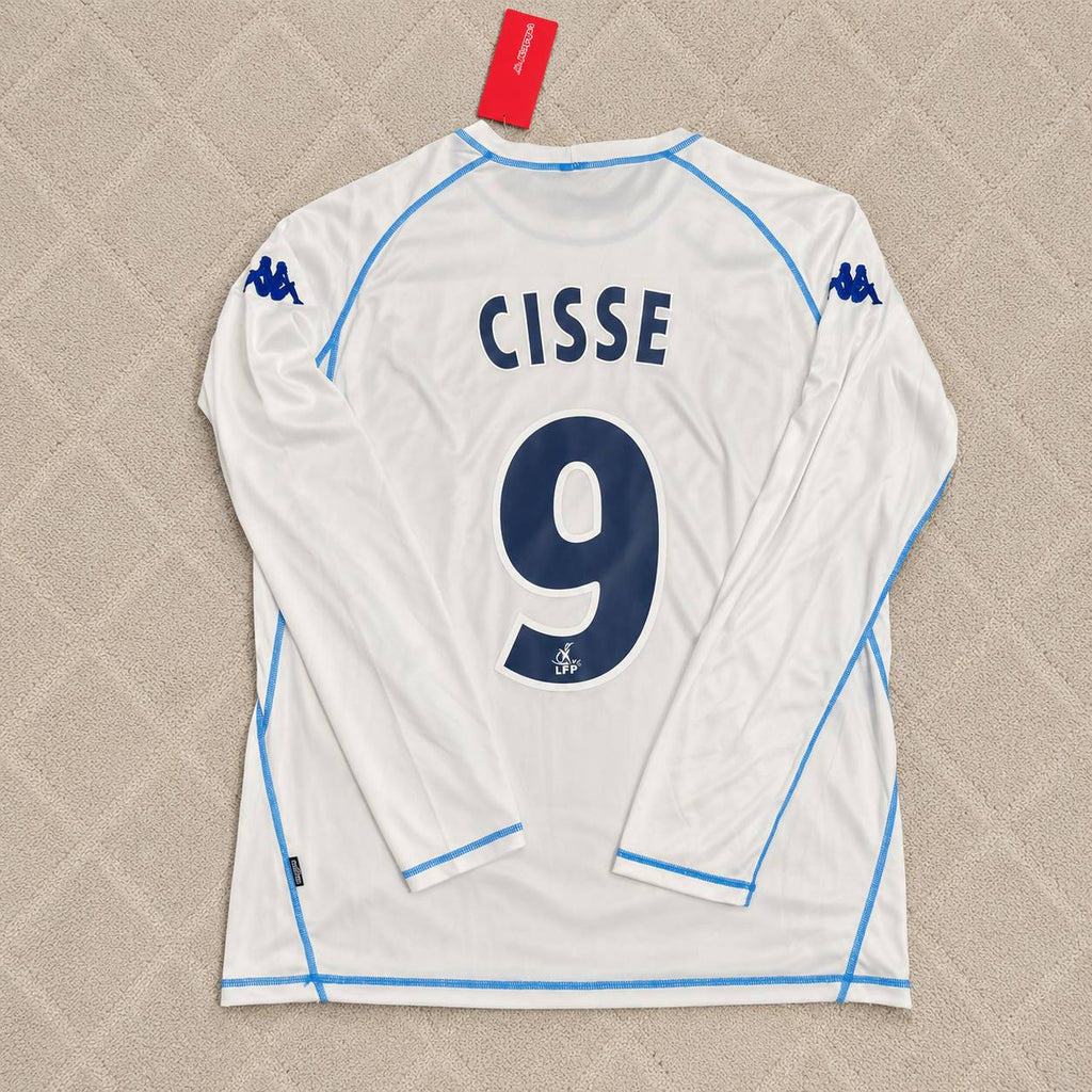 Djibril Cisse Auxerre 2003 White Long Sleeve Retro Jersey Maillot