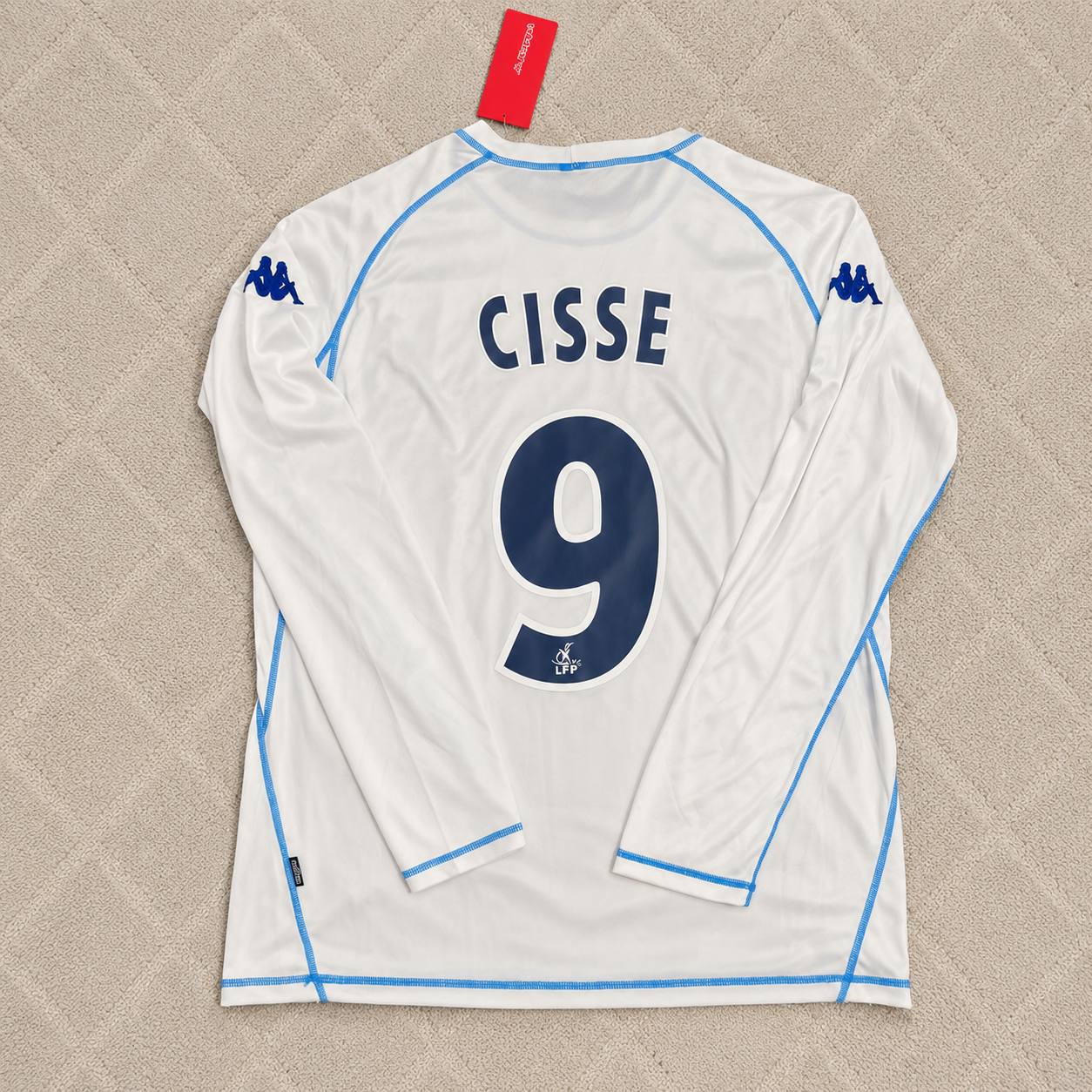 Djibril Cisse Auxerre 2003 White Long Sleeve Retro Jersey Maillot