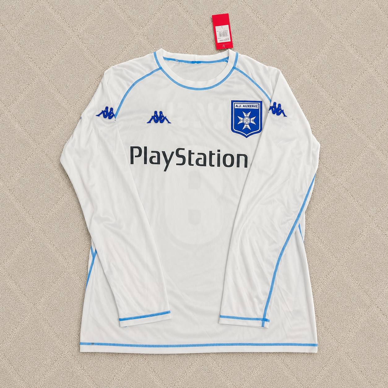 Djibril Cisse Auxerre 2003 White Long Sleeve Retro Jersey Maillot