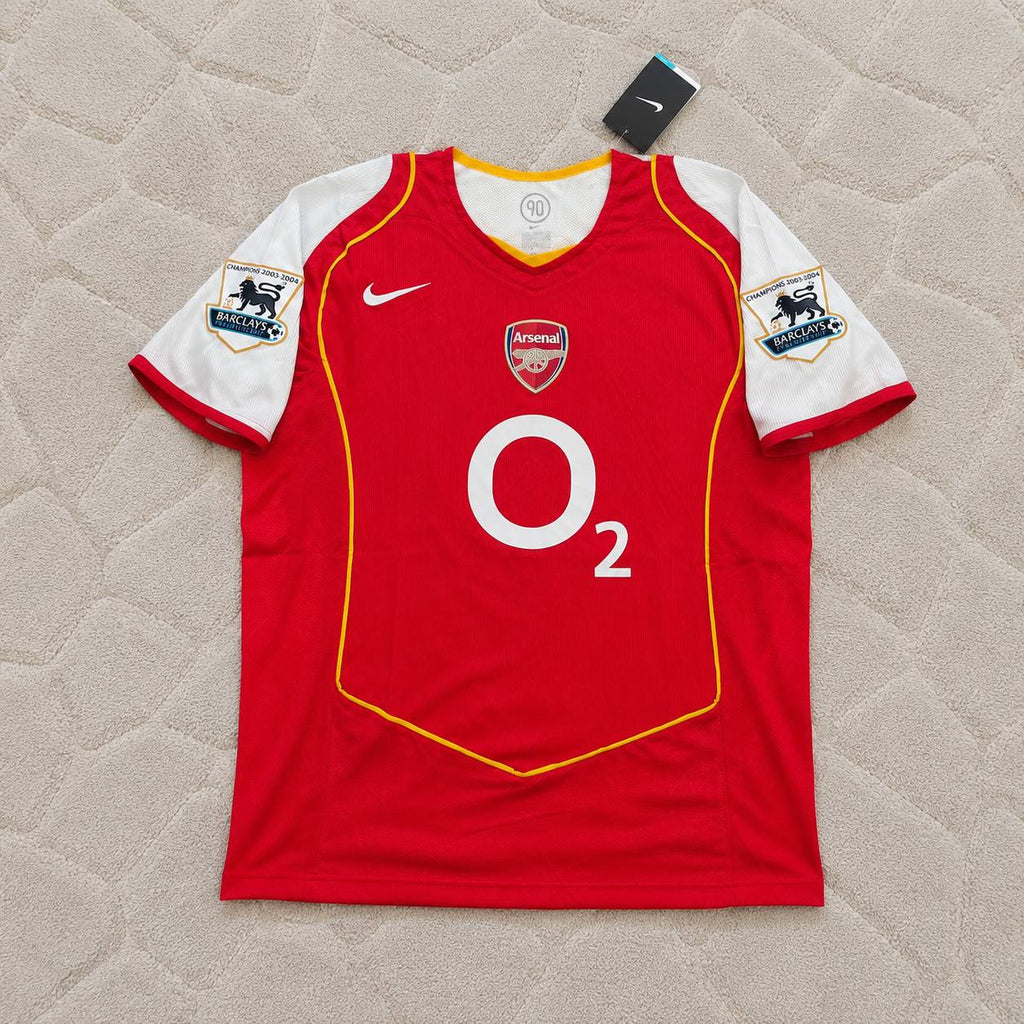 Robert Pires #7 - Arsenal 2004/2005 O2 Red Retro Kit Jersey Trikot Maillot Soccer Shirt