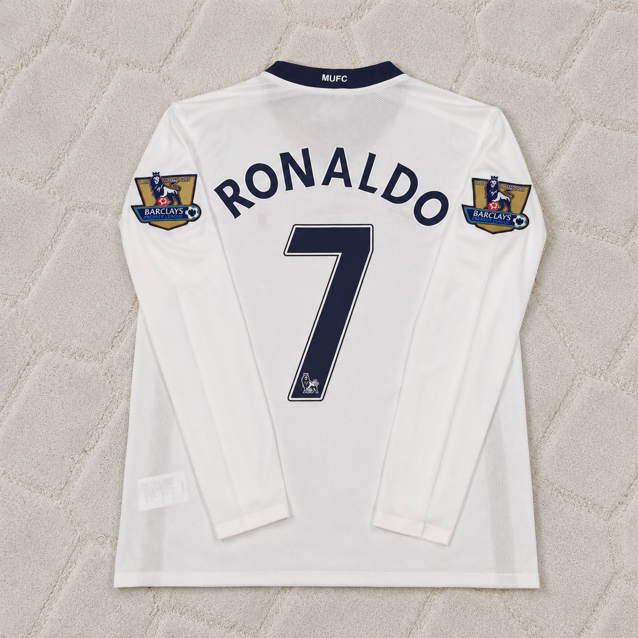 Cristiano Ronaldo Manchester United 2008-2009 EPL White Long Sleeve Retro Football Jersey