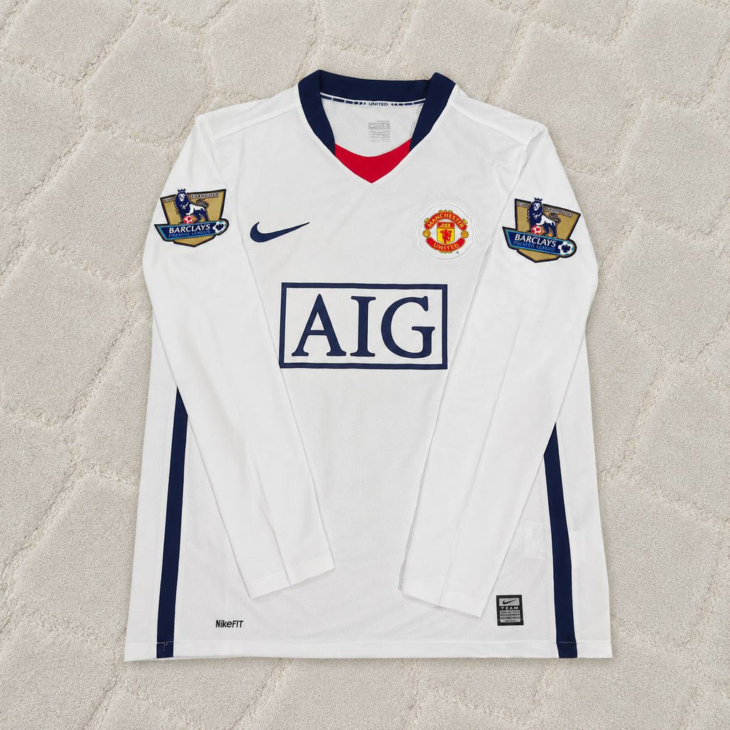 Cristiano Ronaldo Manchester United 2008-2009 EPL White Long Sleeve Retro Football Jersey