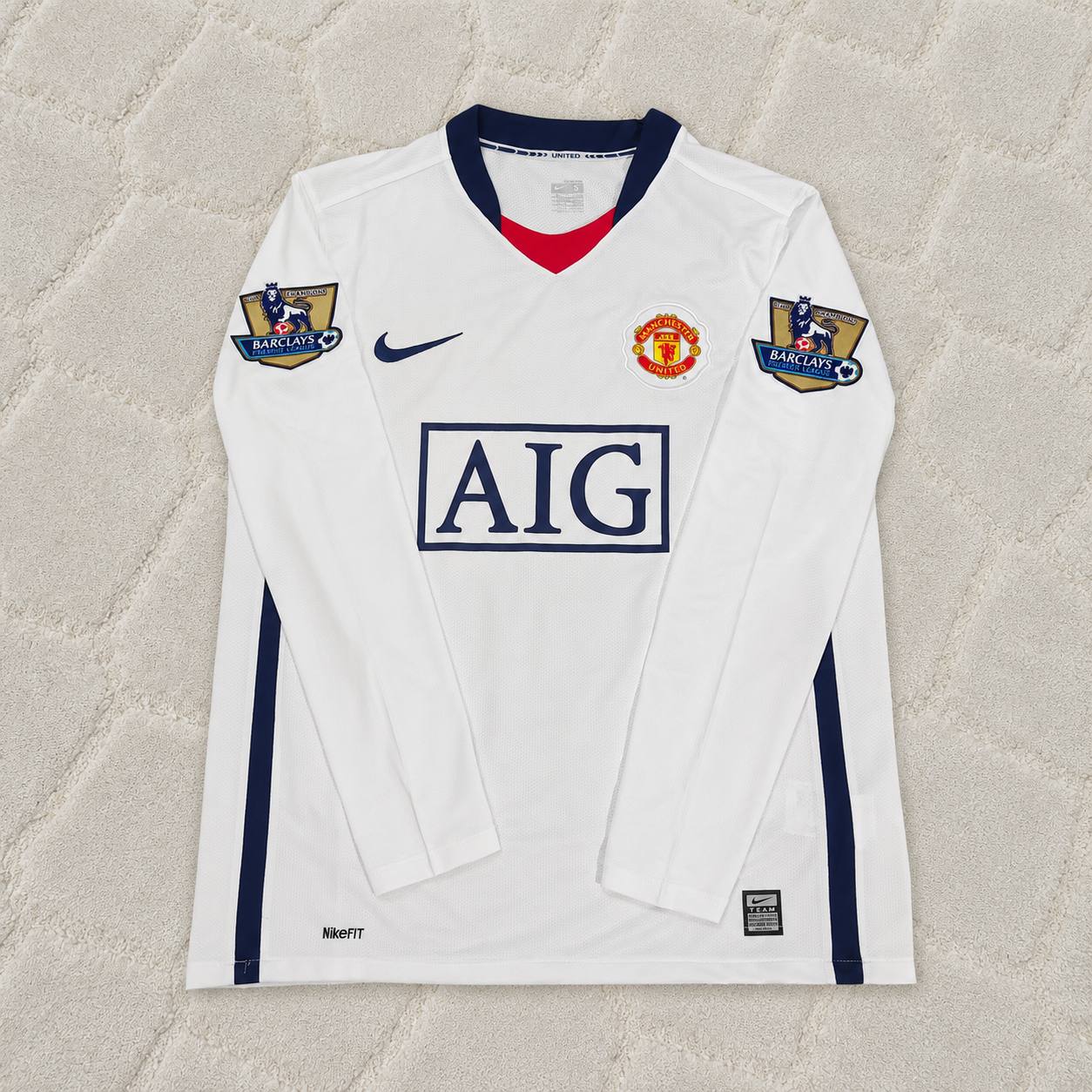 Cristiano Ronaldo Manchester United 2008-2009 EPL White Long Sleeve Retro Football Jersey
