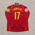 Cristiano Ronaldo Portugal EURO 2004 Long Sleeve Retro Home Red Kids Football Jersey