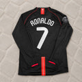 Cristiano Ronaldo Manchester United 2007/2008 Champions League Patch Black Retro Football Jersey Kit