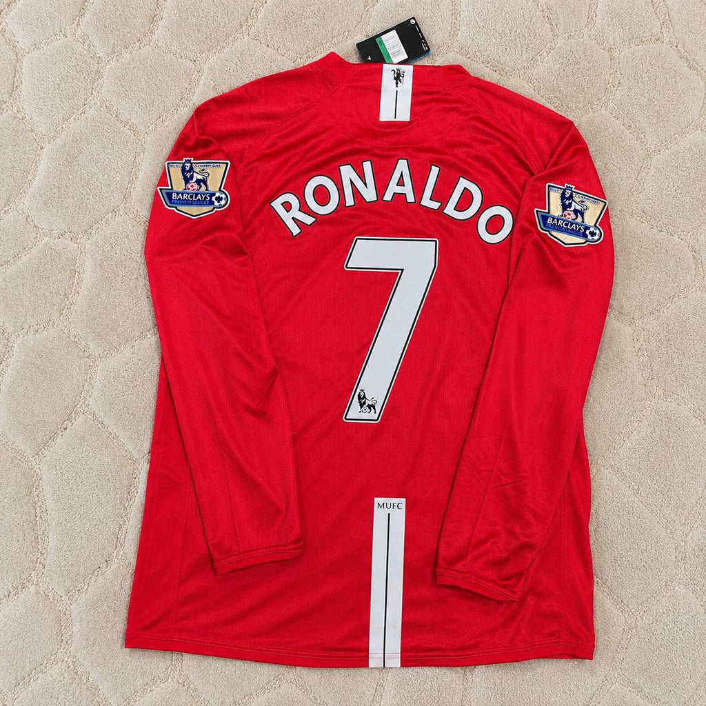 Cristiano Ronaldo Manchester United 2008 EPL Patch Retro Long Sleeve Jersey