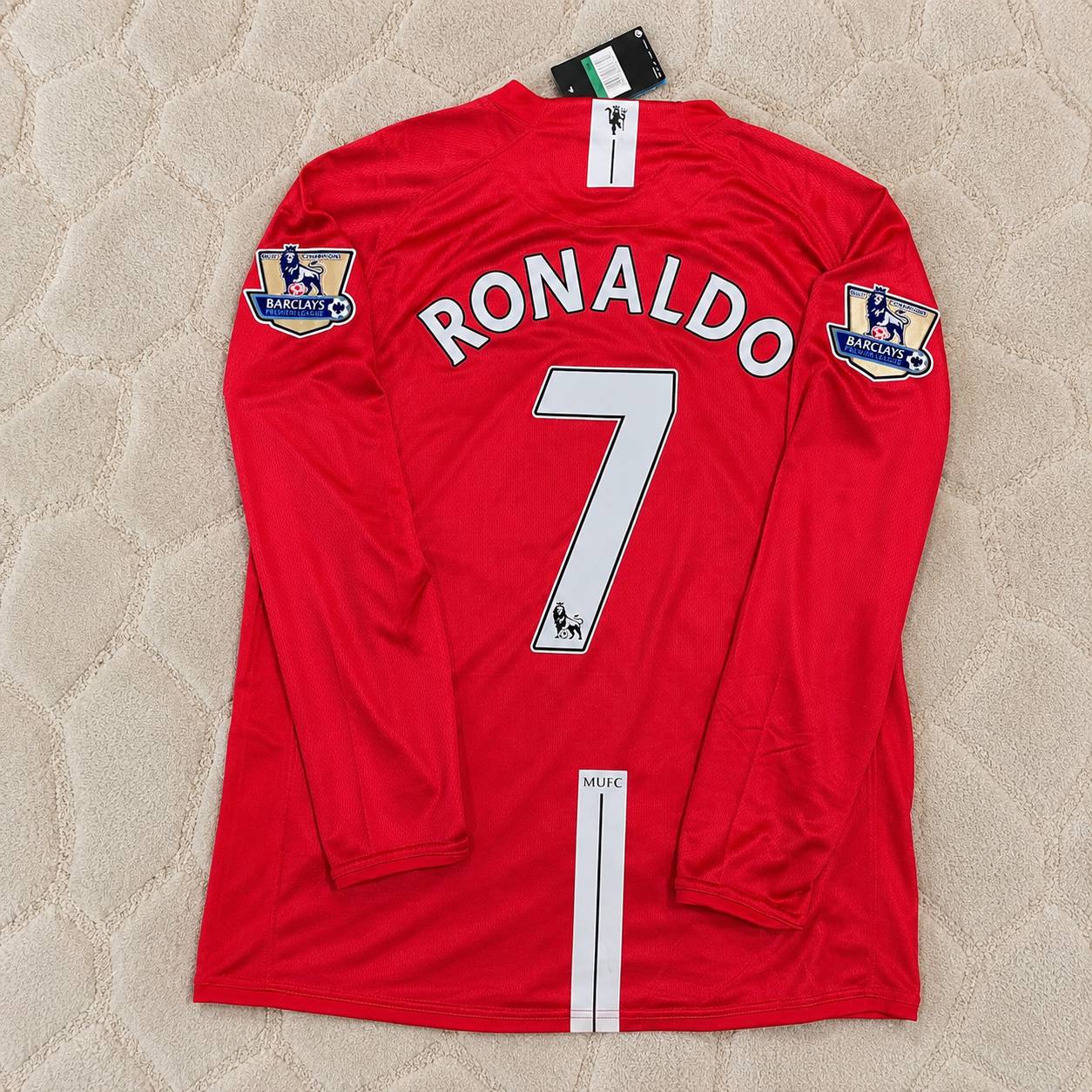 Cristiano Ronaldo Manchester United 2008 EPL Patch Retro Long Sleeve Jersey