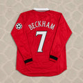 David Beckham Manchester United 1999 Champions League Final Retro Football Jersey Kit
