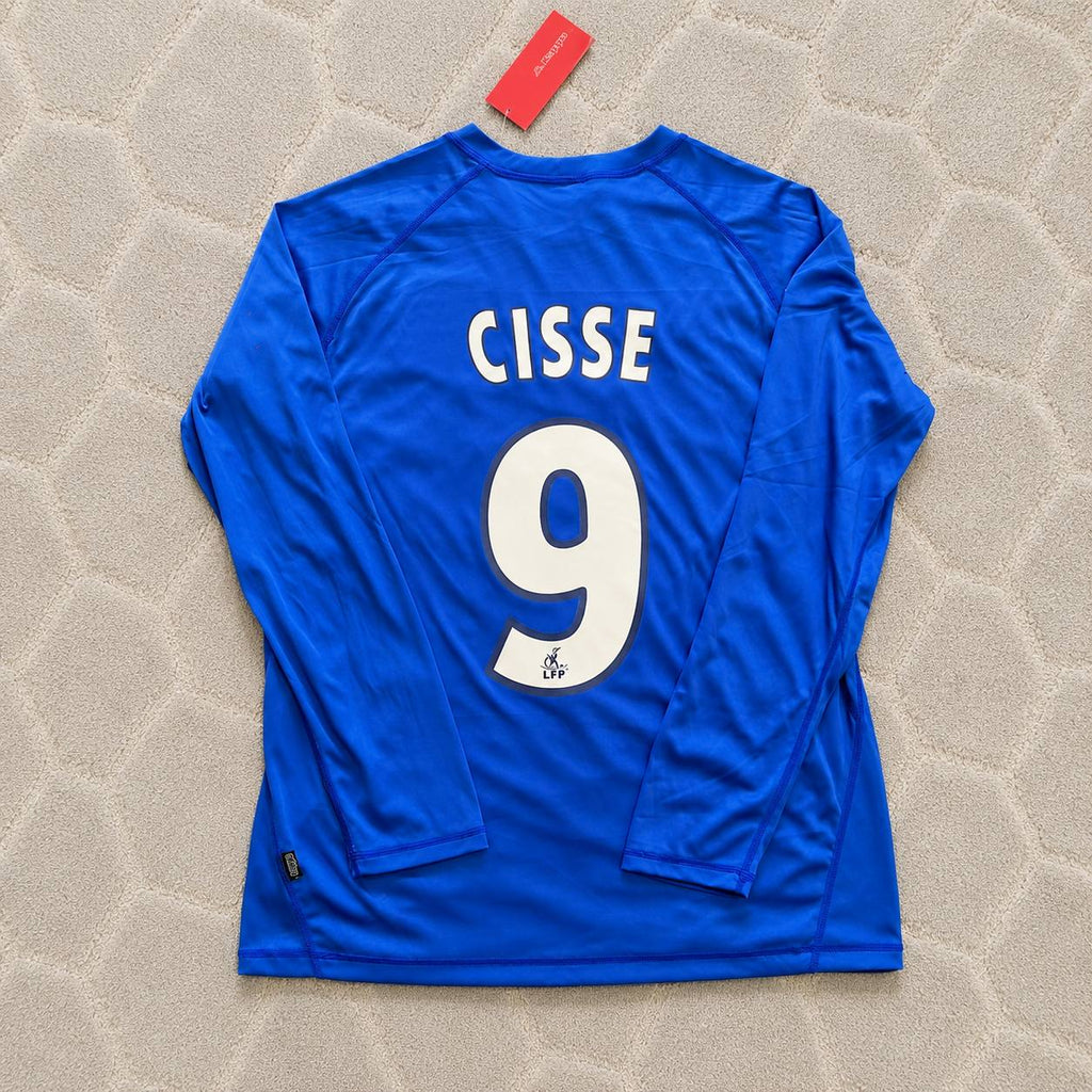 Djibril Cisse Auxerre 2003 Blue Long Sleeve Retro Jersey Maillot