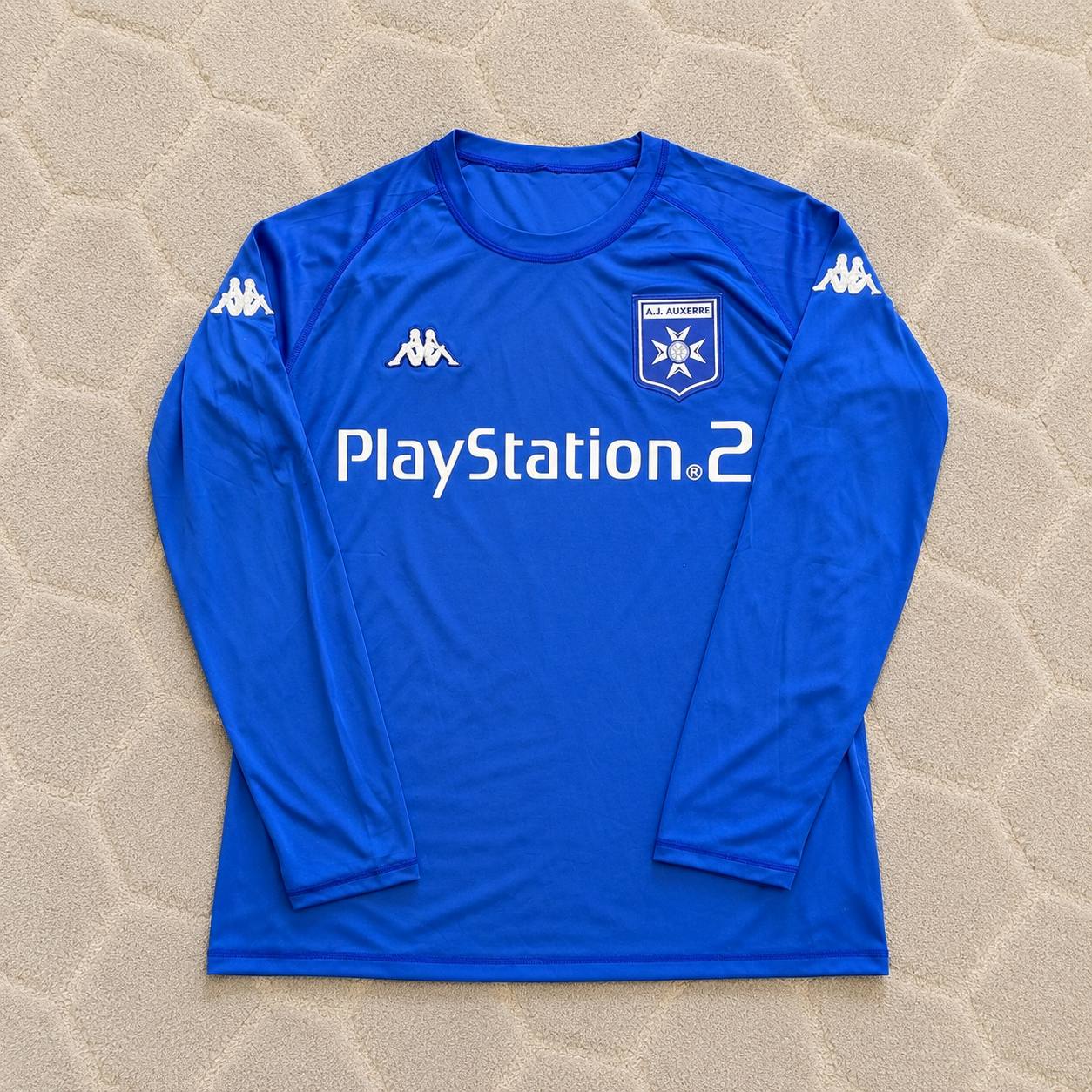 Djibril Cisse Auxerre 2003 Blue Long Sleeve Retro Jersey Maillot