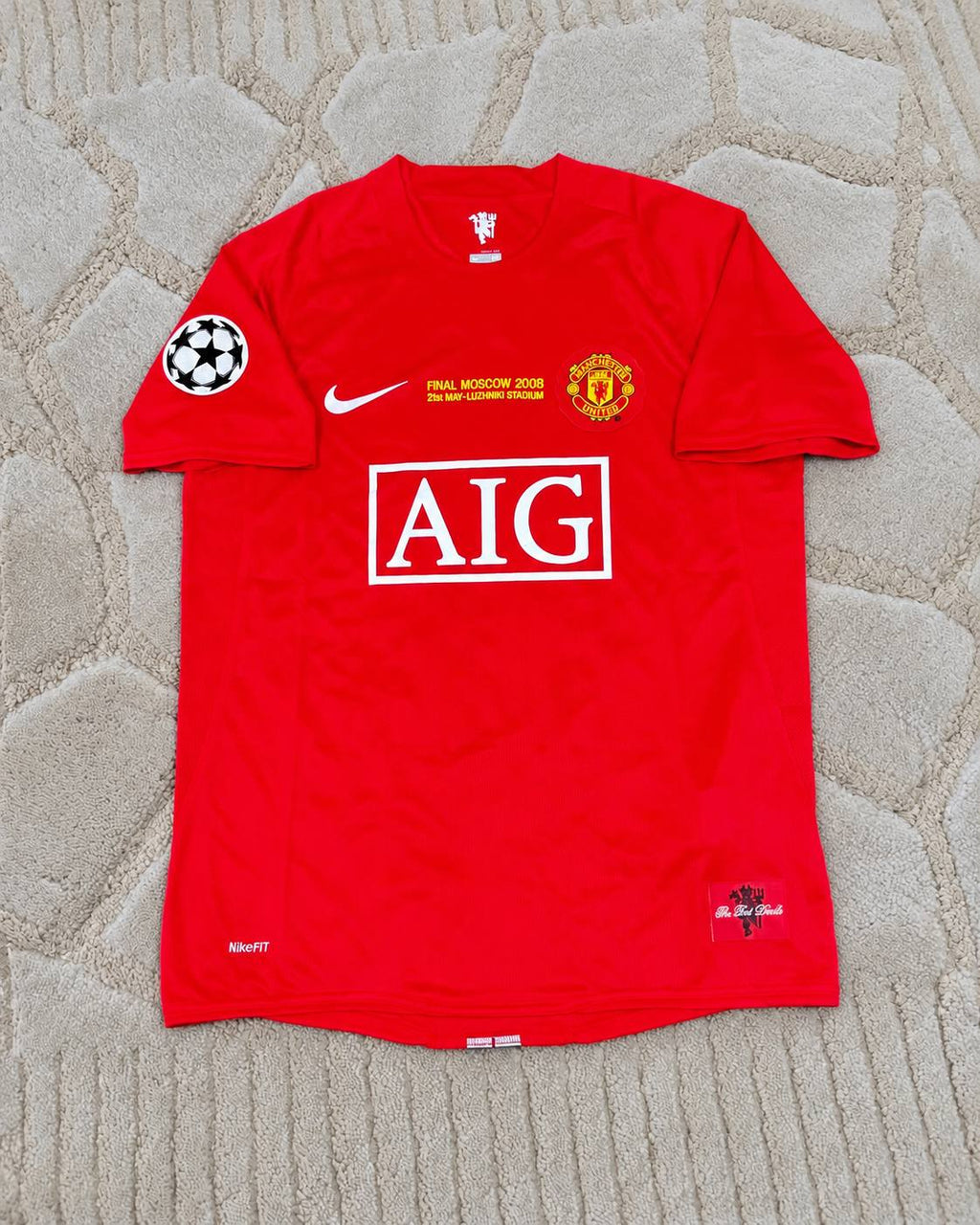 Ryan Giggs Manchester United 2007-2008 Retro Red Home Football Shirt Jersey - Moscow 2008 Final Edition