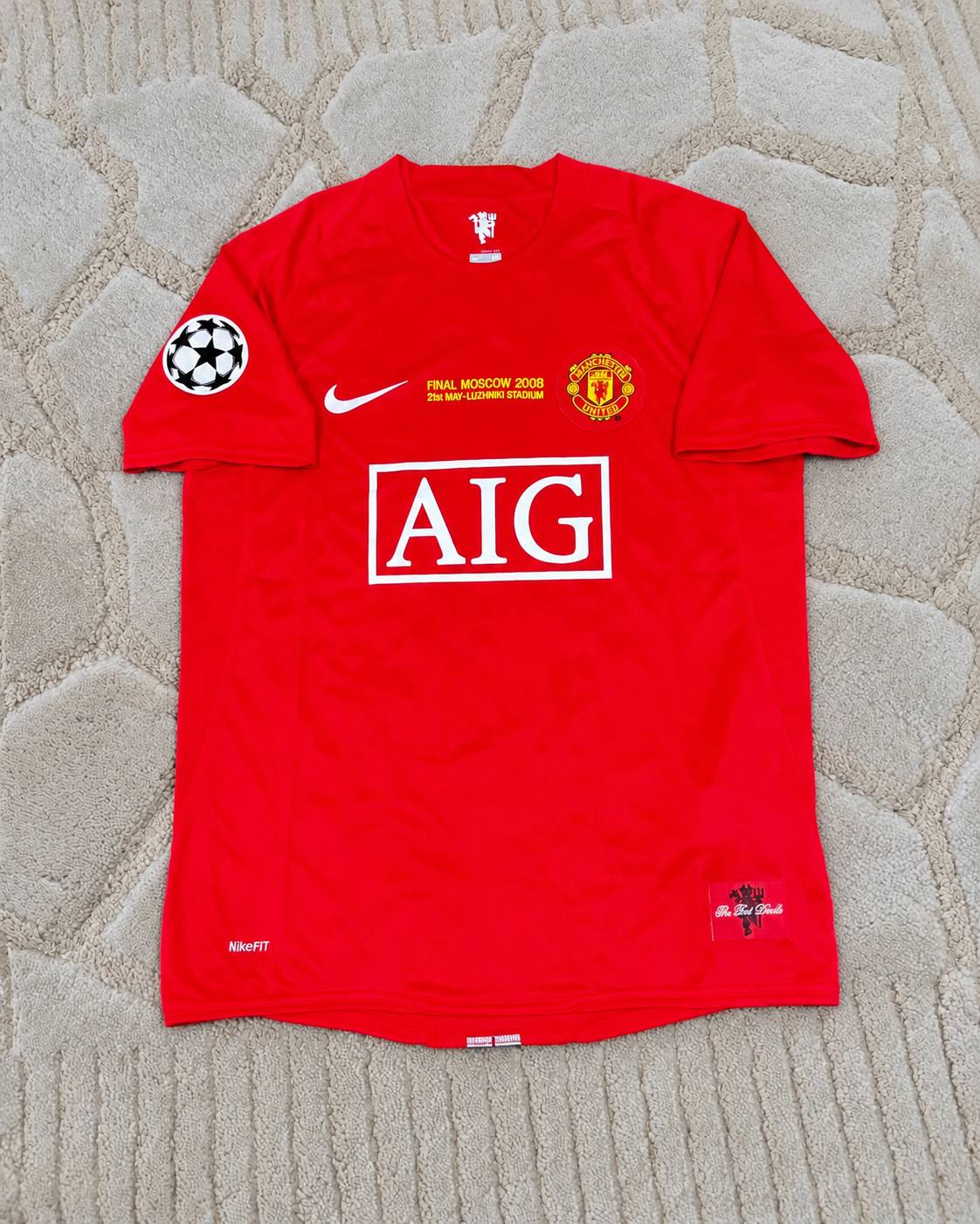 Ryan Giggs Manchester United 2007-2008 Retro Red Home Football Shirt Jersey - Moscow 2008 Final Edition