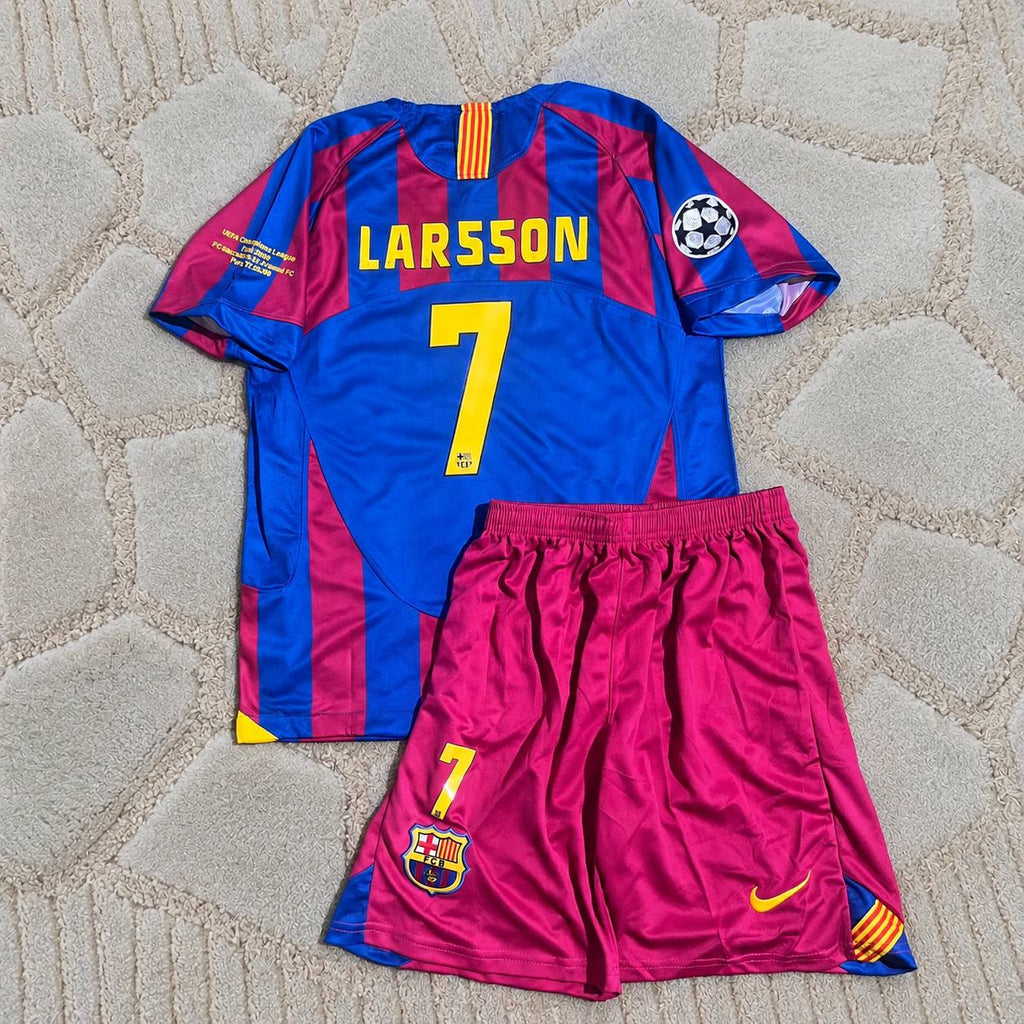 Sebastian Larsson #24 Barcelona 2005-2006 Retro Home Kids Football Jersey - UEFA Champions League Final Paris 2006 - Trikot Maillot