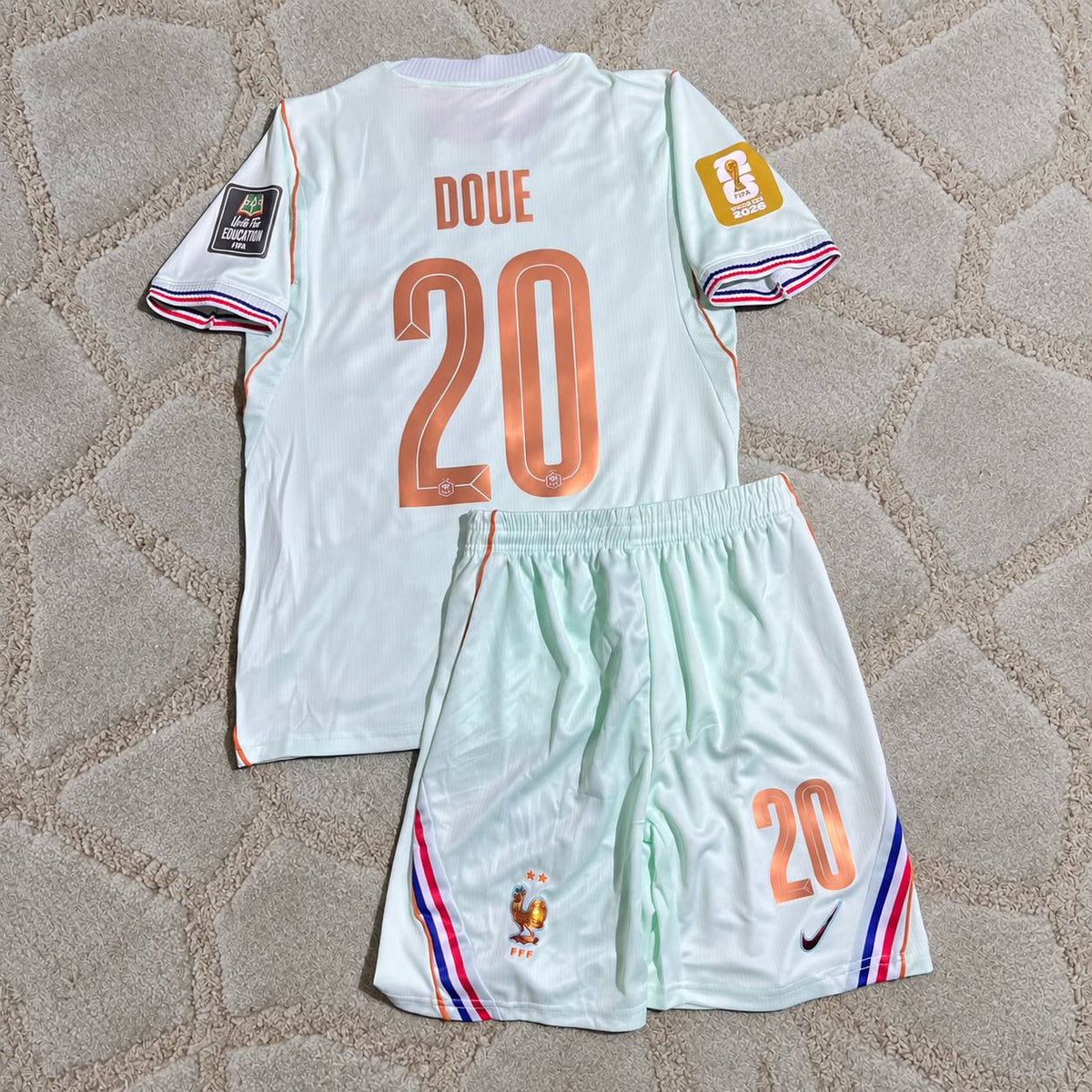Desire Doue #20 France 2026 World Cup Kids Away Football Shirt - Jersey Kit