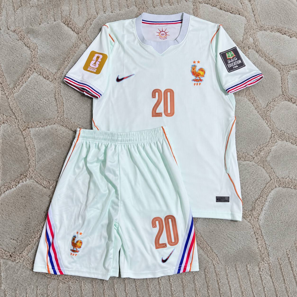 Desire Doue #20 France 2026 World Cup Kids Away Football Shirt - Jersey Kit