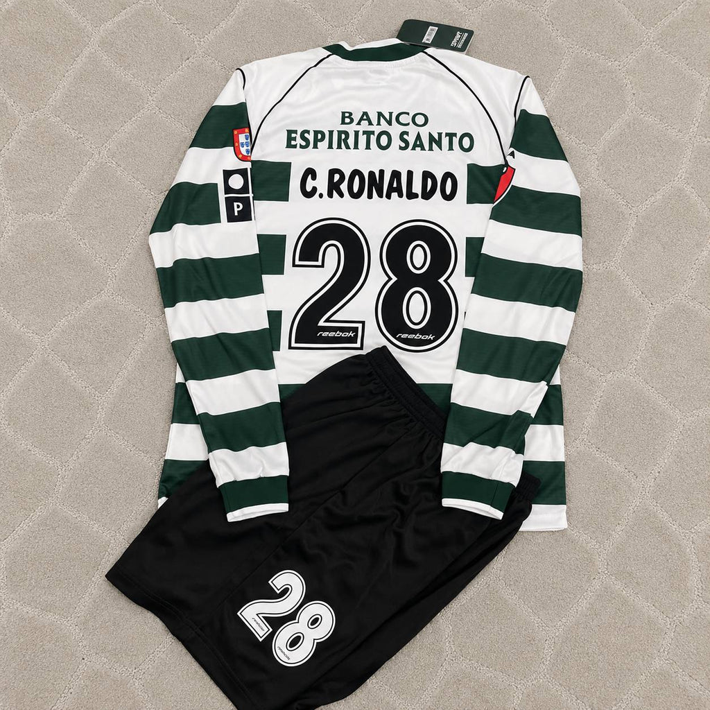 Cristiano Ronaldo Sporting CP Debut Retro Football Jersey Kit kids