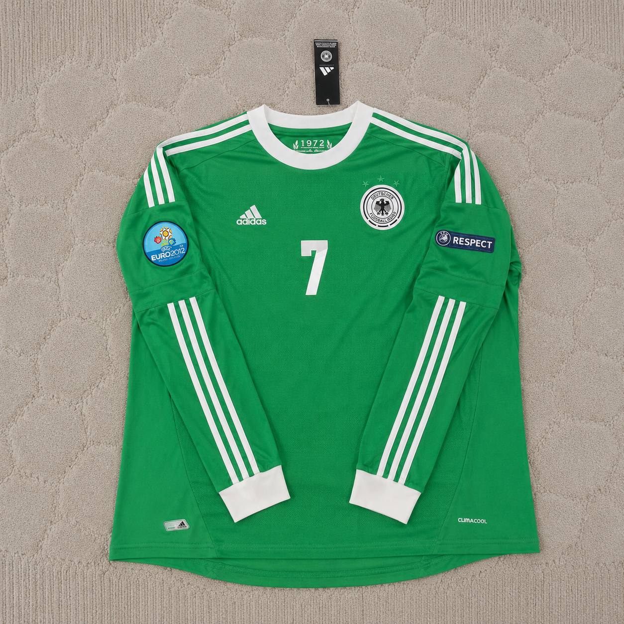 Bastian Schweinsteiger Germany EURO 2012 Long Sleeve Green Retro Football Jersey