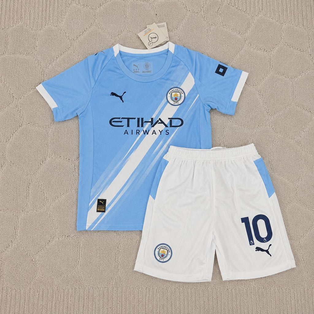 Rayan Cherki Manchester City Kids Home Football Jersey Kit