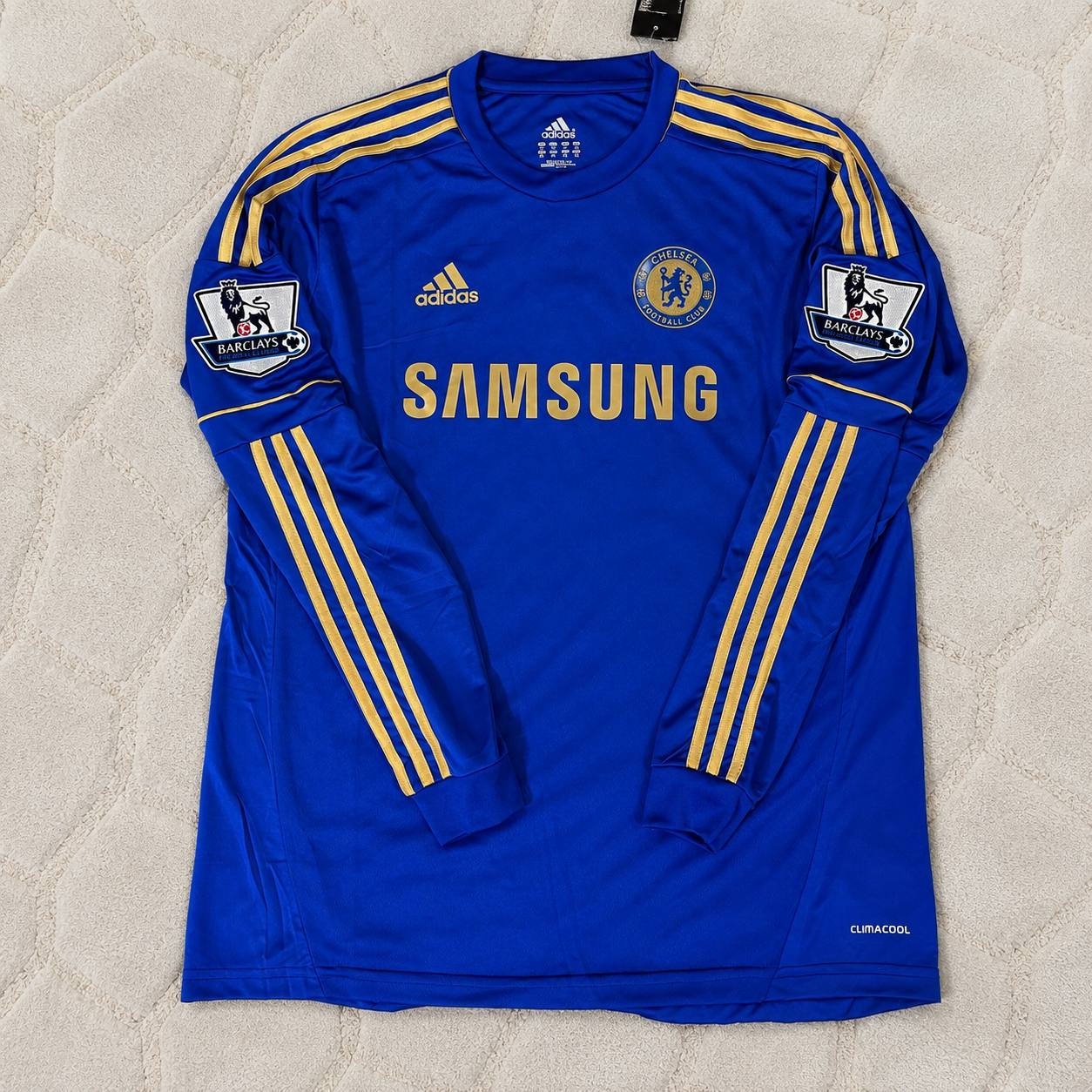 Eden Hazard Chelsea 2013 Premier League Patch Blue Retro Football Jersey