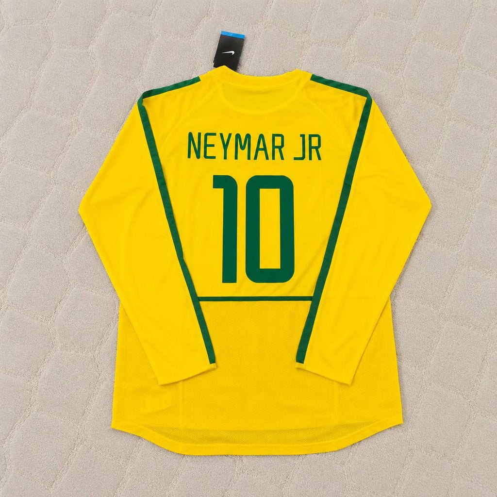 Neymar Jr Brazil Yellow Long Sleeve Retro Football Jersey