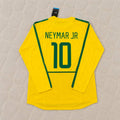 Neymar Jr Brazil Yellow Long Sleeve Retro Football Jersey
