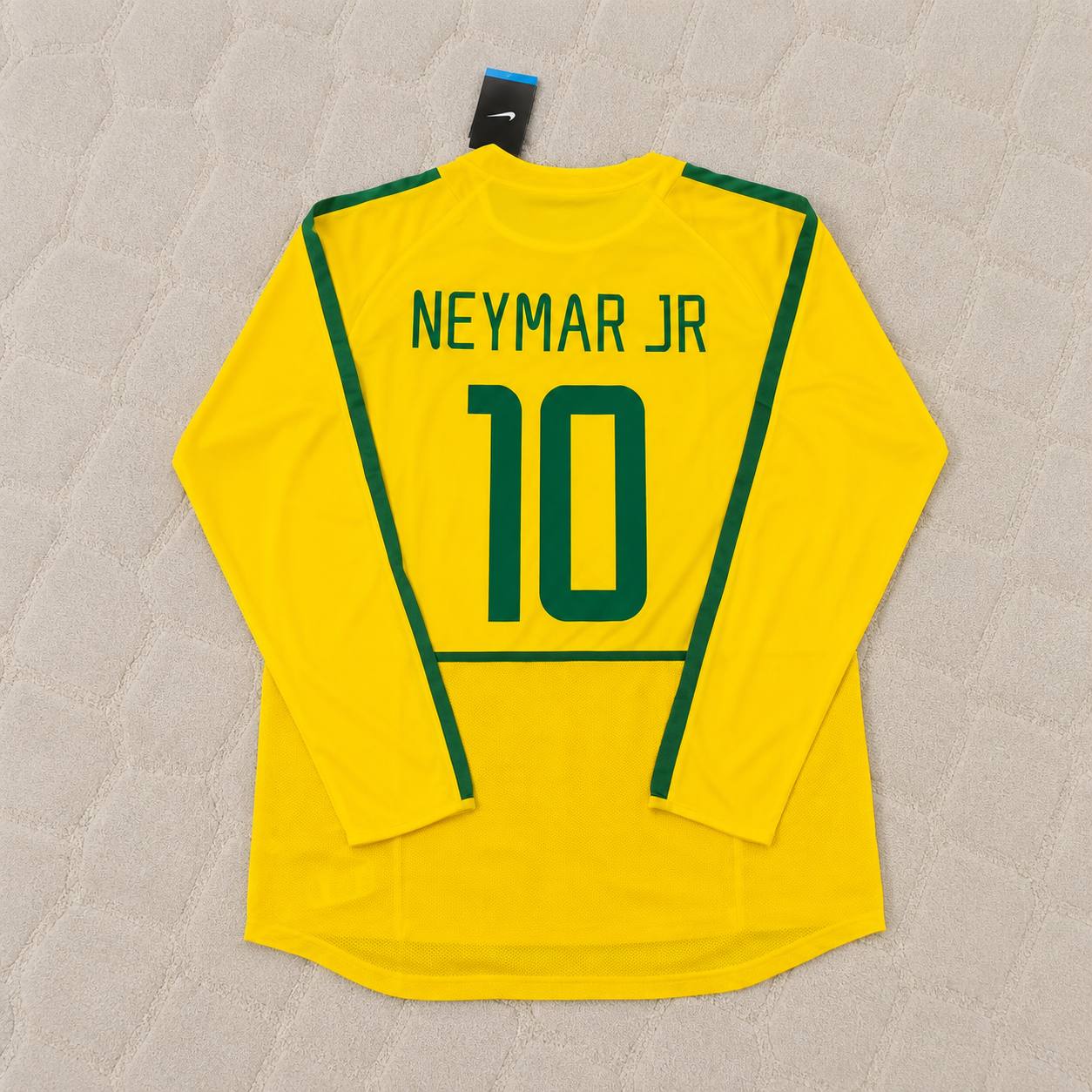 Neymar Jr Brazil Yellow Long Sleeve Retro Football Jersey
