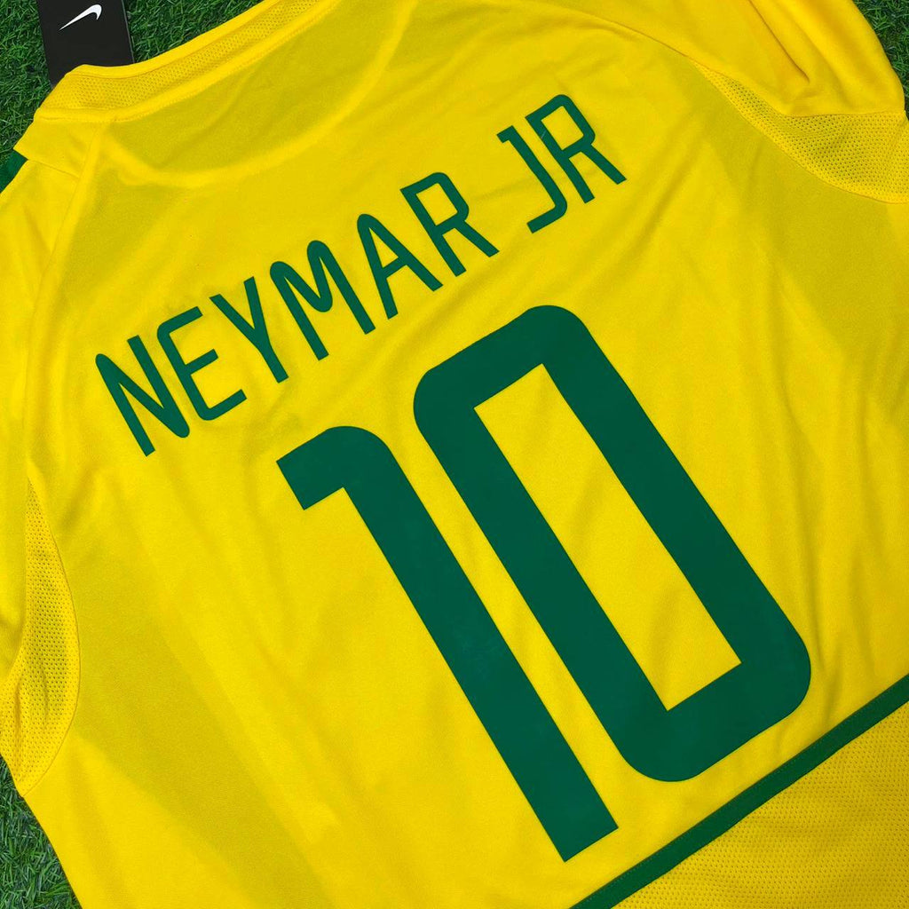 Neymar Jr Brazil Yellow Long Sleeve Retro Football Jersey